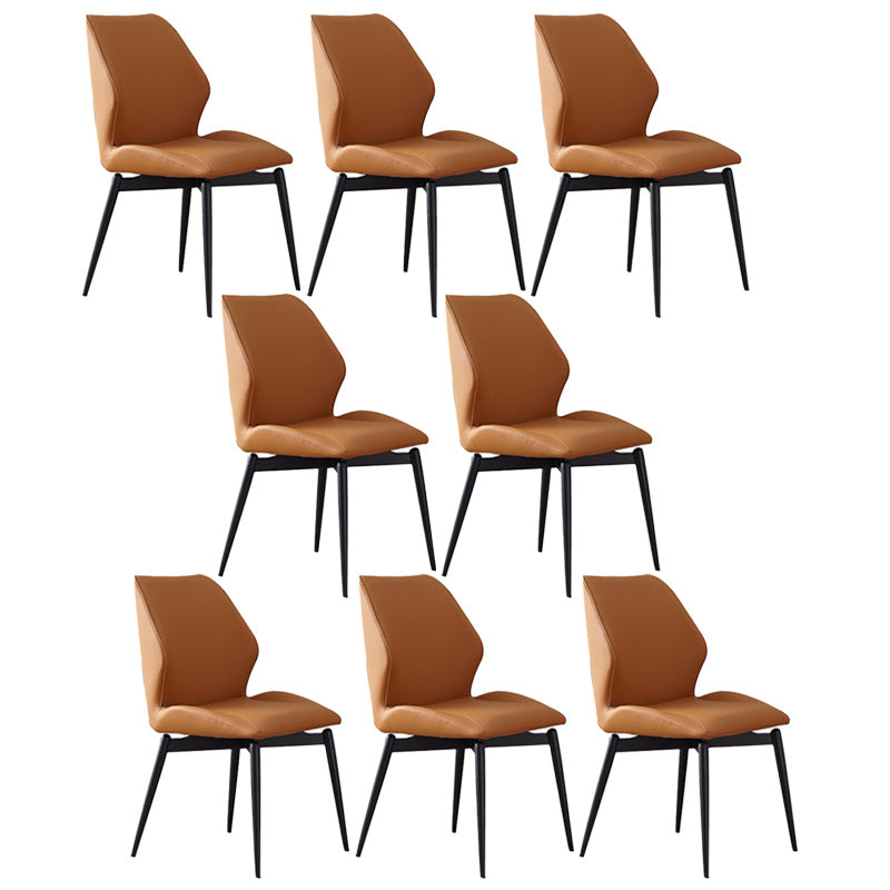 Upholstered Armless Industrial Chair Home Black Metal Legs Dining Chair Orange 8 Piece Set Clearhalo 'Dining Chairs' 'Dining Tables & Seating' 'dining_chair' 'furn' 'furn_dining_chair' 'Furniture' 'Kitchen & Dining Furniture' 6955558