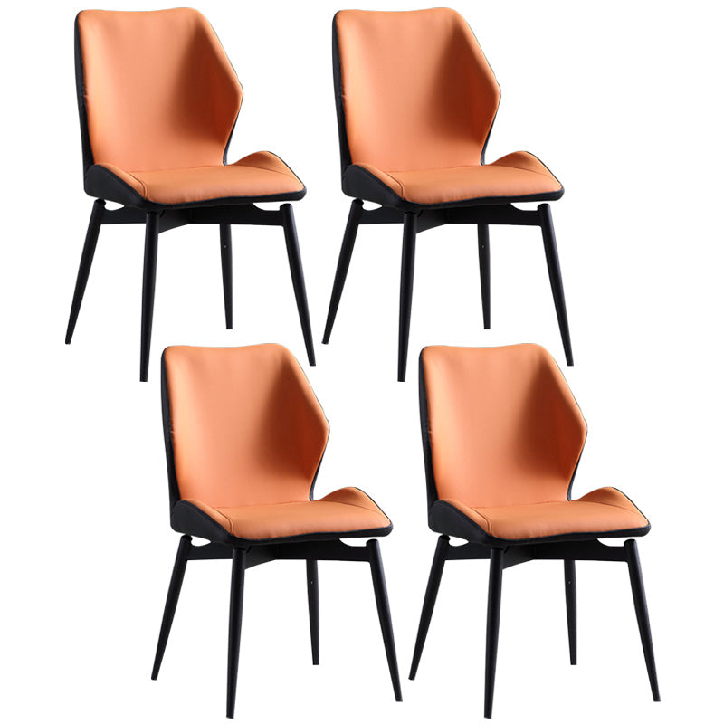 Upholstered Armless Industrial Chair Home Black Metal Legs Dining Chair Orange Black 4 Piece Set Clearhalo 'Dining Chairs' 'Dining Tables & Seating' 'dining_chair' 'furn' 'furn_dining_chair' 'Furniture' 'Kitchen & Dining Furniture' 6955562