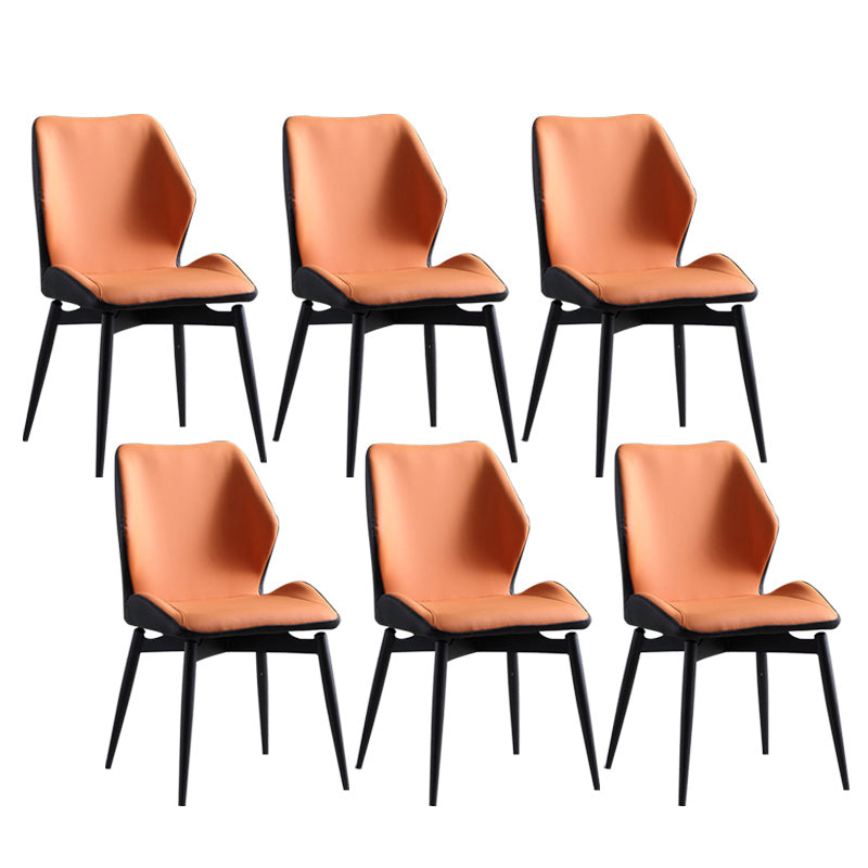 Upholstered Armless Industrial Chair Home Black Metal Legs Dining Chair Orange Black 6 Piece Set Clearhalo 'Dining Chairs' 'Dining Tables & Seating' 'dining_chair' 'furn' 'furn_dining_chair' 'Furniture' 'Kitchen & Dining Furniture' 6955564