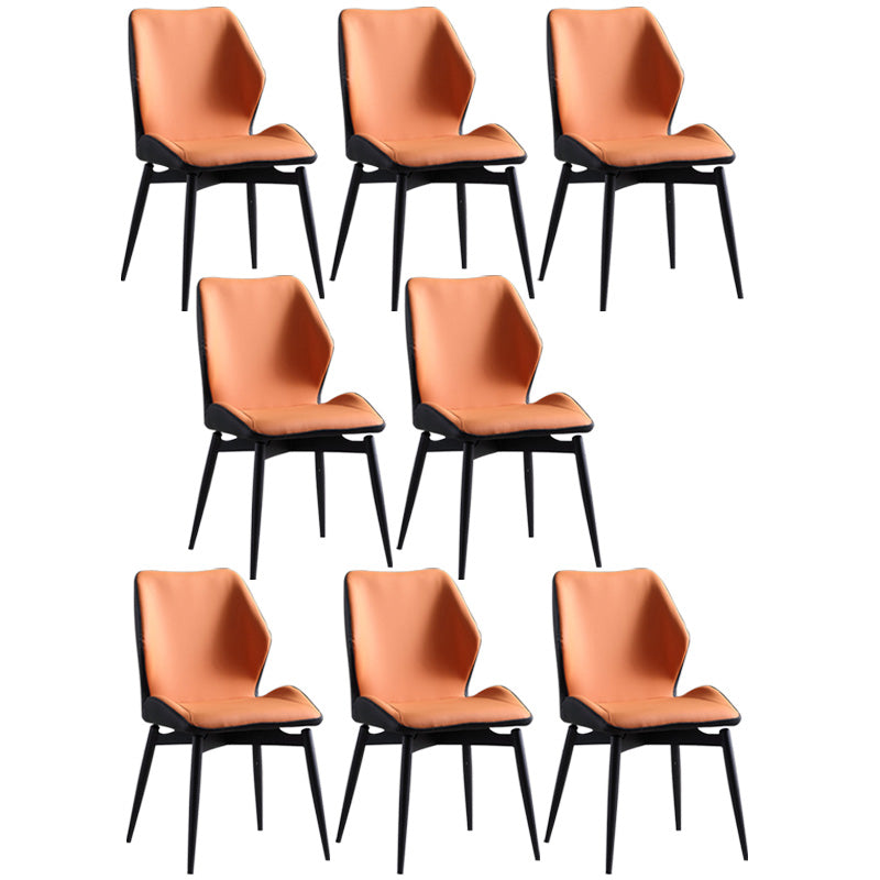 Upholstered Armless Industrial Chair Home Black Metal Legs Dining Chair Orange Black 8 Piece Set Clearhalo 'Dining Chairs' 'Dining Tables & Seating' 'dining_chair' 'furn' 'furn_dining_chair' 'Furniture' 'Kitchen & Dining Furniture' 6955567