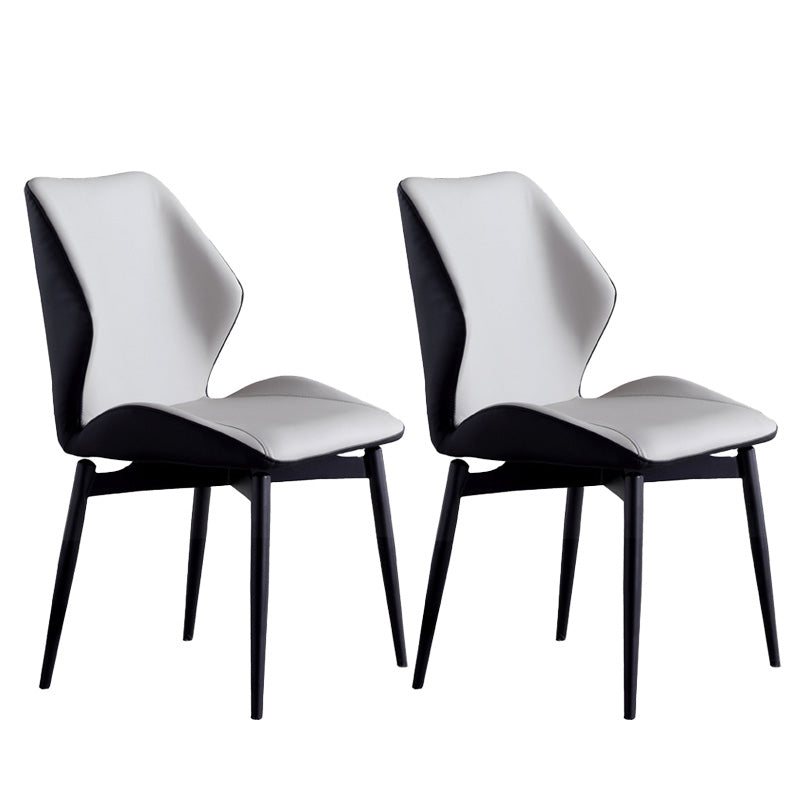 Upholstered Armless Industrial Chair Home Black Metal Legs Dining Chair Cream Gray 2 Piece Set Clearhalo 'Dining Chairs' 'Dining Tables & Seating' 'dining_chair' 'furn' 'furn_dining_chair' 'Furniture' 'Kitchen & Dining Furniture' 6955569