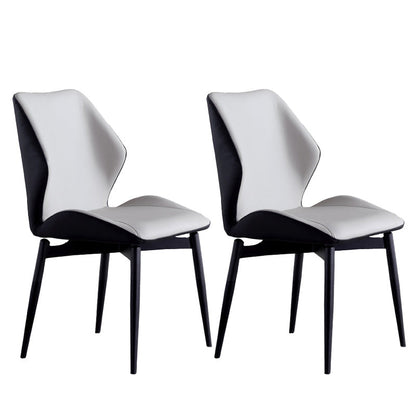 Upholstered Armless Industrial Chair Home Black Metal Legs Dining Chair Cream Gray 2 Piece Set Clearhalo 'Dining Chairs' 'Dining Tables & Seating' 'dining_chair' 'furn' 'furn_dining_chair' 'Furniture' 'Kitchen & Dining Furniture' 6955569