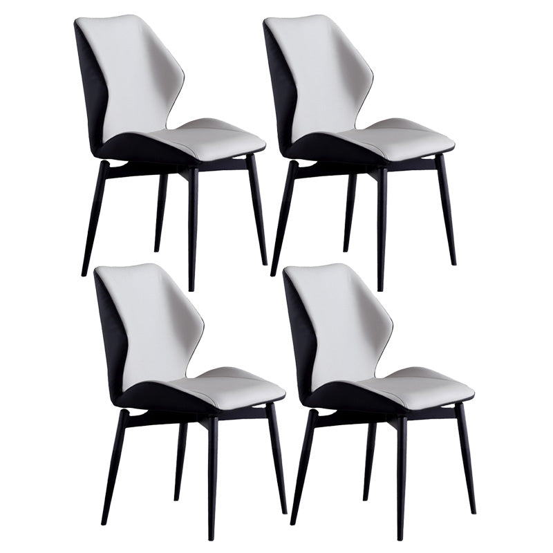 Upholstered Armless Industrial Chair Home Black Metal Legs Dining Chair Cream Gray 4 Piece Set Clearhalo 'Dining Chairs' 'Dining Tables & Seating' 'dining_chair' 'furn' 'furn_dining_chair' 'Furniture' 'Kitchen & Dining Furniture' 6955571