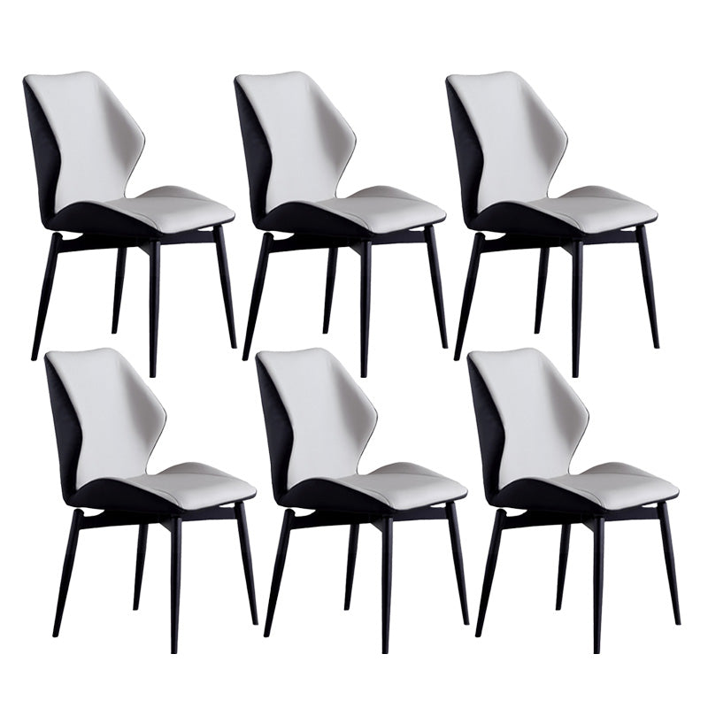 Upholstered Armless Industrial Chair Home Black Metal Legs Dining Chair Cream Gray 6 Piece Set Clearhalo 'Dining Chairs' 'Dining Tables & Seating' 'dining_chair' 'furn' 'furn_dining_chair' 'Furniture' 'Kitchen & Dining Furniture' 6955572