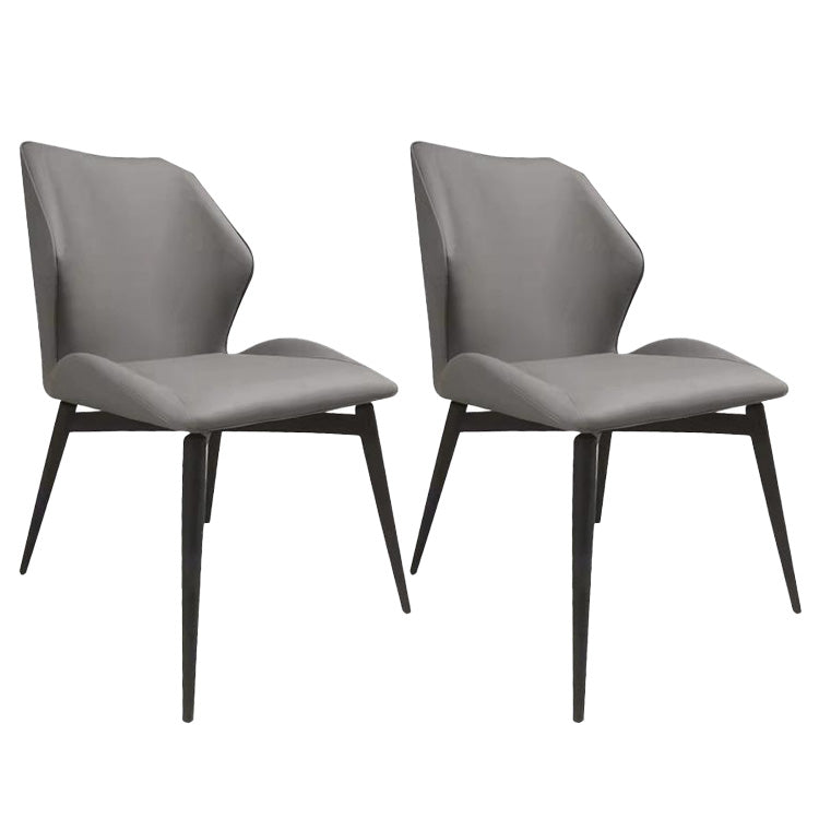 Upholstered Armless Industrial Chair Home Black Metal Legs Dining Chair Grey 2 Piece Set Clearhalo 'Dining Chairs' 'Dining Tables & Seating' 'dining_chair' 'furn' 'furn_dining_chair' 'Furniture' 'Kitchen & Dining Furniture' 6955574
