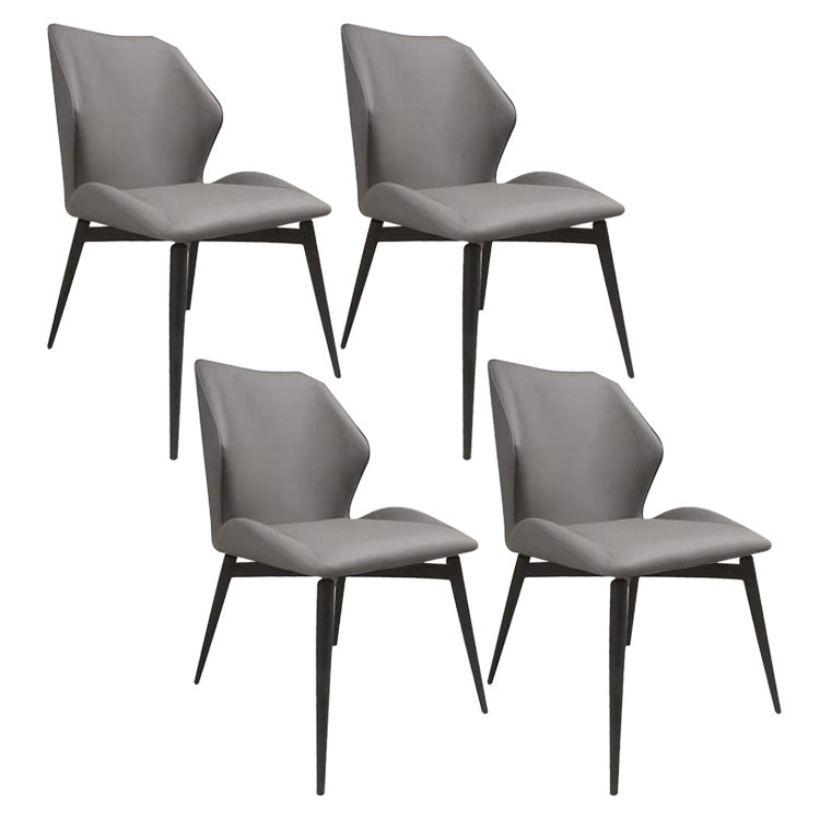 Upholstered Armless Industrial Chair Home Black Metal Legs Dining Chair Grey 4 Piece Set Clearhalo 'Dining Chairs' 'Dining Tables & Seating' 'dining_chair' 'furn' 'furn_dining_chair' 'Furniture' 'Kitchen & Dining Furniture' 6955575