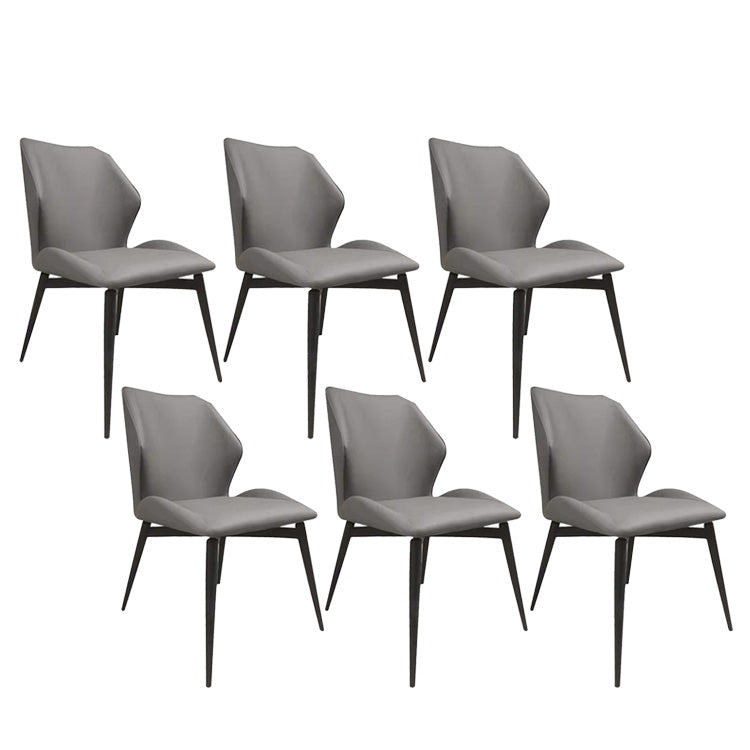 Upholstered Armless Industrial Chair Home Black Metal Legs Dining Chair Grey 6 Piece Set Clearhalo 'Dining Chairs' 'Dining Tables & Seating' 'dining_chair' 'furn' 'furn_dining_chair' 'Furniture' 'Kitchen & Dining Furniture' 6955576