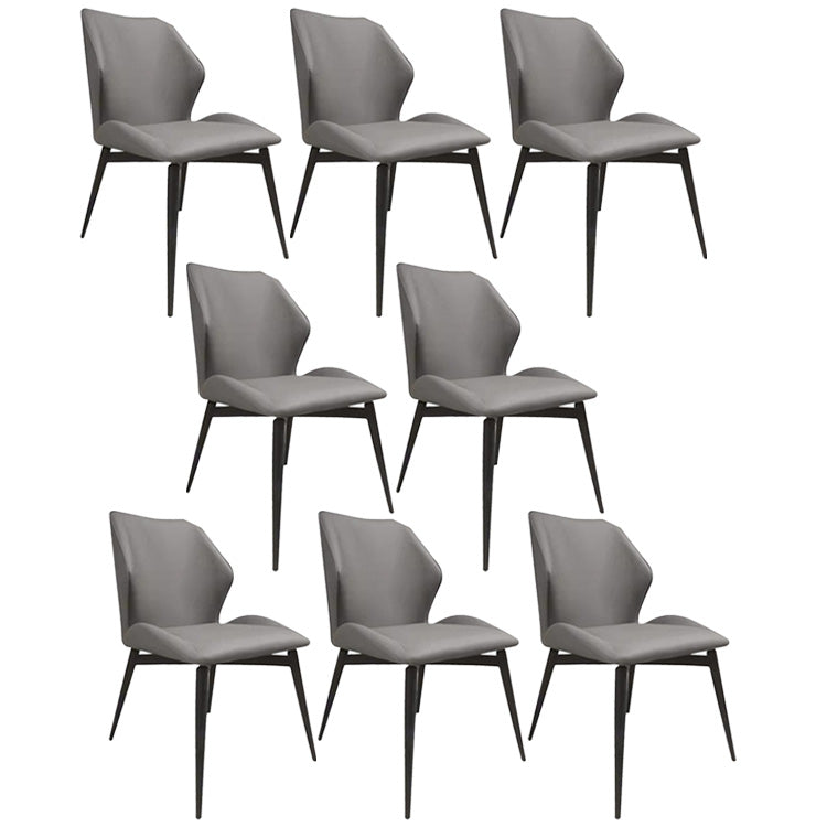 Upholstered Armless Industrial Chair Home Black Metal Legs Dining Chair Grey 8 Piece Set Clearhalo 'Dining Chairs' 'Dining Tables & Seating' 'dining_chair' 'furn' 'furn_dining_chair' 'Furniture' 'Kitchen & Dining Furniture' 6955577