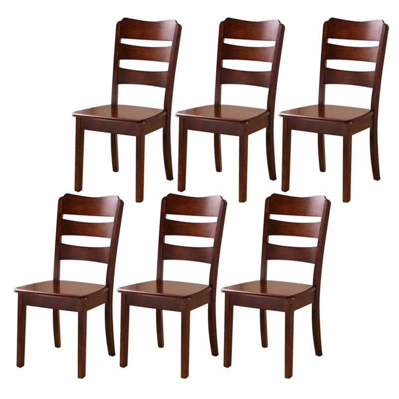 Wood Modern Style Dining Chair Ladder Back Side Chair for Dining Room Nut-Brown 6 Piece Set Clearhalo 'Dining Chairs' 'Dining Tables & Seating' 'dining_chair' 'furn' 'furn_dining_chair' 'Furniture' 'Kitchen & Dining Furniture' 6955597