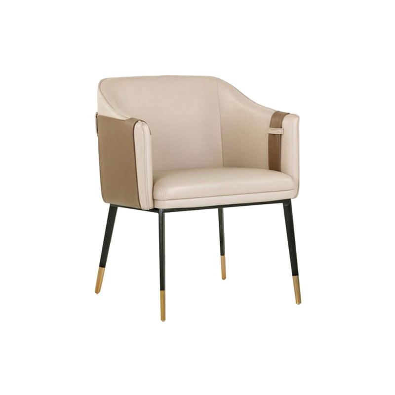 Contemporary Arm Chair Home Faux Leather Upholstered Dining Chair Off-White 1 Piece Clearhalo 'Dining Chairs' 'Dining Tables & Seating' 'dining_chair' 'furn' 'furn_dining_chair' 'Furniture' 'Kitchen & Dining Furniture' 6955611