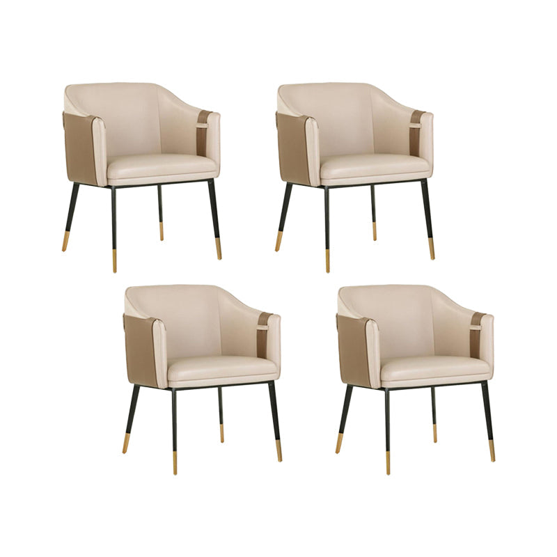Contemporary Arm Chair Home Faux Leather Upholstered Dining Chair Off-White 4 Piece Set Clearhalo 'Dining Chairs' 'Dining Tables & Seating' 'dining_chair' 'furn' 'furn_dining_chair' 'Furniture' 'Kitchen & Dining Furniture' 6955614