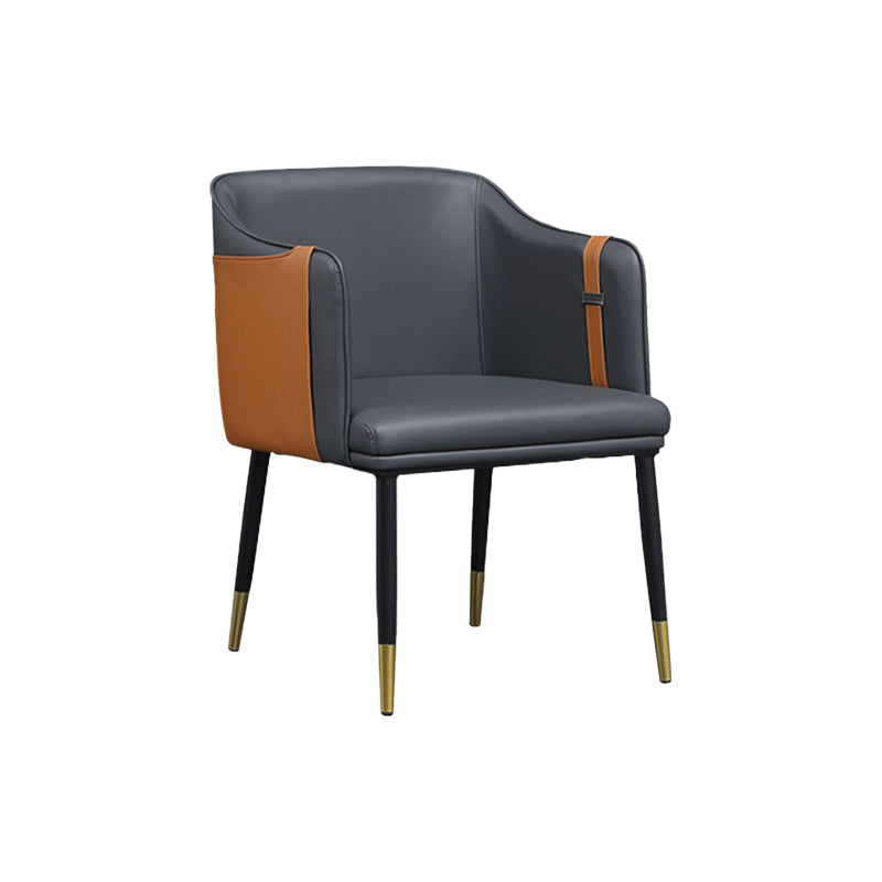 Contemporary Arm Chair Home Faux Leather Upholstered Dining Chair Black 1 Piece Clearhalo 'Dining Chairs' 'Dining Tables & Seating' 'dining_chair' 'furn' 'furn_dining_chair' 'Furniture' 'Kitchen & Dining Furniture' 6955620