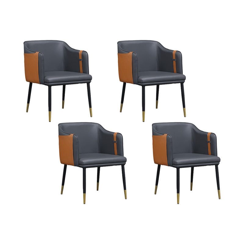 Contemporary Arm Chair Home Faux Leather Upholstered Dining Chair Black 4 Piece Set Clearhalo 'Dining Chairs' 'Dining Tables & Seating' 'dining_chair' 'furn' 'furn_dining_chair' 'Furniture' 'Kitchen & Dining Furniture' 6955624