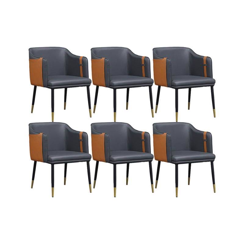 Contemporary Arm Chair Home Faux Leather Upholstered Dining Chair Black 6 Piece Set Clearhalo 'Dining Chairs' 'Dining Tables & Seating' 'dining_chair' 'furn' 'furn_dining_chair' 'Furniture' 'Kitchen & Dining Furniture' 6955626