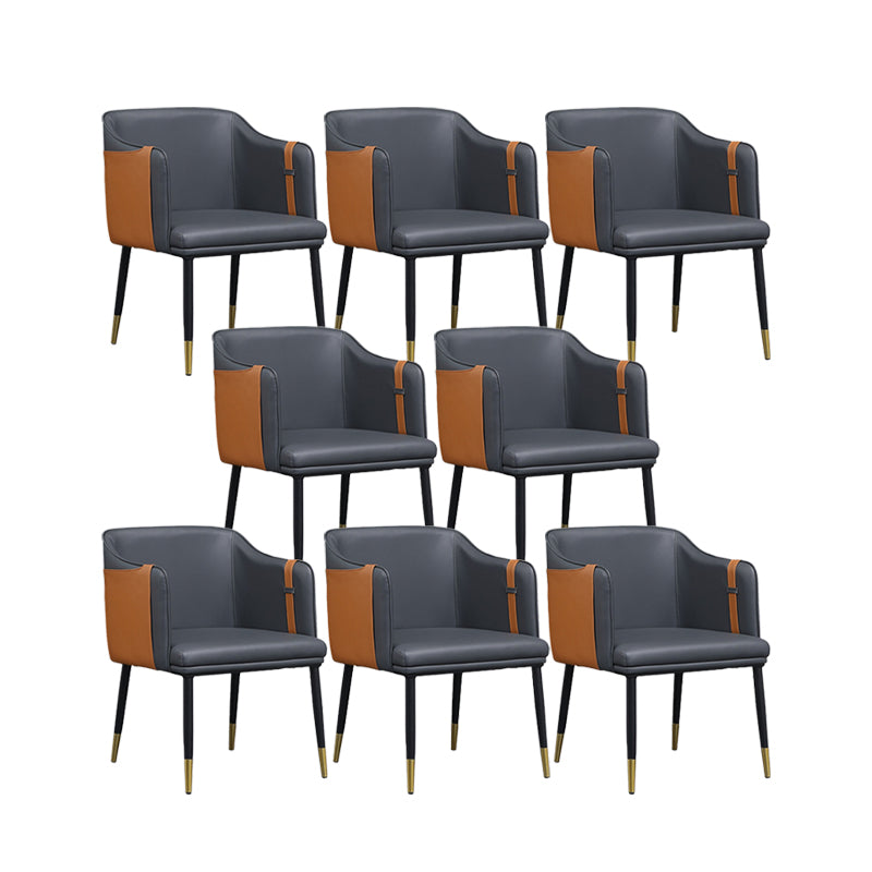 Contemporary Arm Chair Home Faux Leather Upholstered Dining Chair Black 8 Piece Set Clearhalo 'Dining Chairs' 'Dining Tables & Seating' 'dining_chair' 'furn' 'furn_dining_chair' 'Furniture' 'Kitchen & Dining Furniture' 6955629