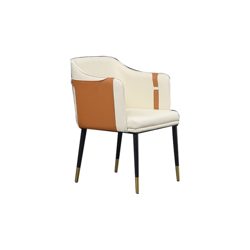 Contemporary Arm Chair Home Faux Leather Upholstered Dining Chair Orange 1 Piece Clearhalo 'Dining Chairs' 'Dining Tables & Seating' 'dining_chair' 'furn' 'furn_dining_chair' 'Furniture' 'Kitchen & Dining Furniture' 6955630
