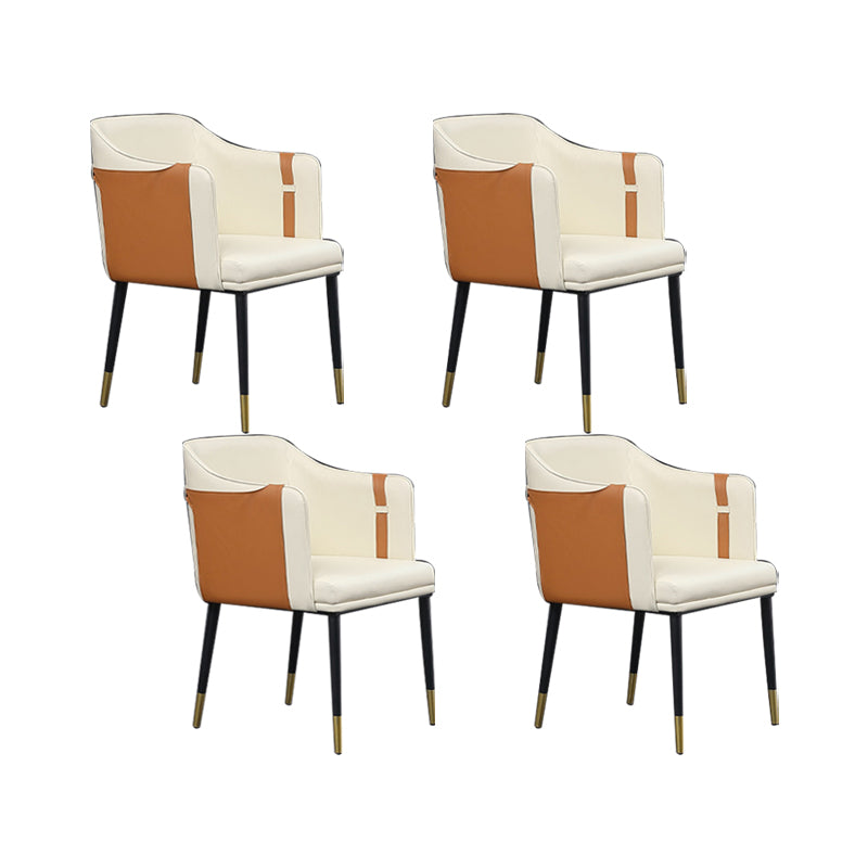 Contemporary Arm Chair Home Faux Leather Upholstered Dining Chair Orange 4 Piece Set Clearhalo 'Dining Chairs' 'Dining Tables & Seating' 'dining_chair' 'furn' 'furn_dining_chair' 'Furniture' 'Kitchen & Dining Furniture' 6955632
