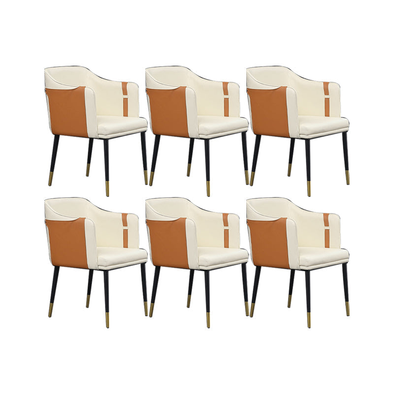 Contemporary Arm Chair Home Faux Leather Upholstered Dining Chair Orange 6 Piece Set Clearhalo 'Dining Chairs' 'Dining Tables & Seating' 'dining_chair' 'furn' 'furn_dining_chair' 'Furniture' 'Kitchen & Dining Furniture' 6955633