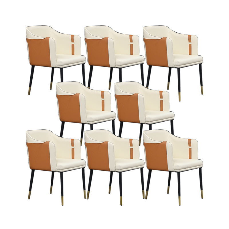 Contemporary Arm Chair Home Faux Leather Upholstered Dining Chair Orange 8 Piece Set Clearhalo 'Dining Chairs' 'Dining Tables & Seating' 'dining_chair' 'furn' 'furn_dining_chair' 'Furniture' 'Kitchen & Dining Furniture' 6955634