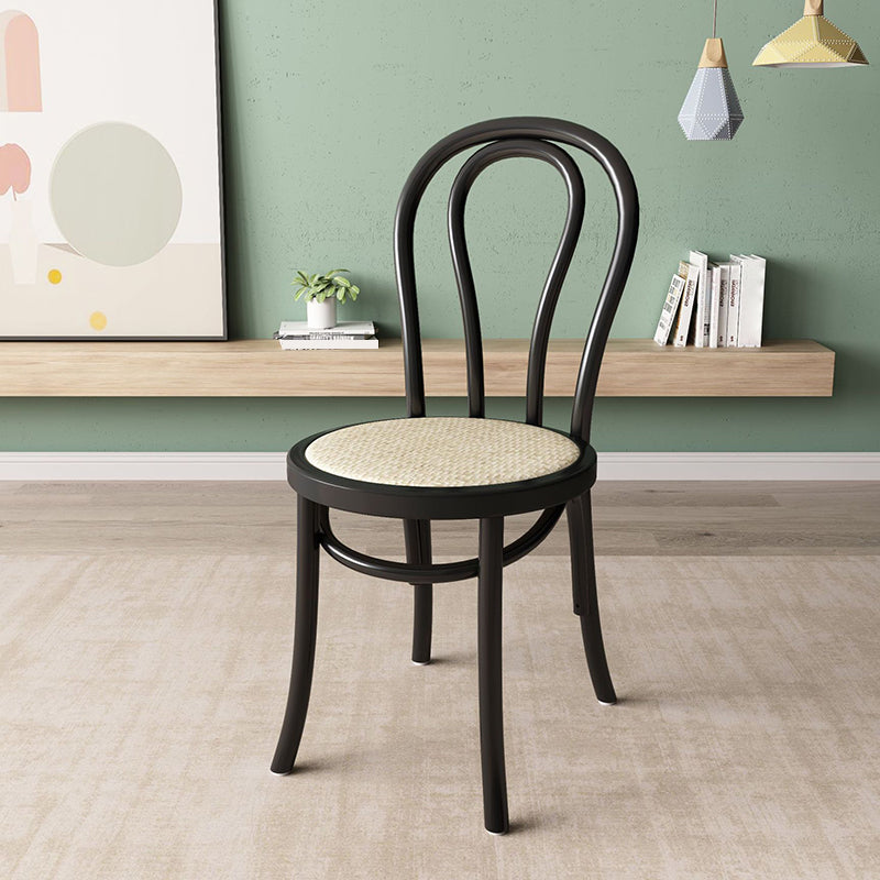 Wood Modern Style Side Chair Open Back Dining Chair for Dining Room Black Wicker & Rattan 1 Piece Clearhalo 'Dining Chairs' 'Dining Tables & Seating' 'dining_chair' 'furn' 'furn_dining_chair' 'Furniture' 'Kitchen & Dining Furniture' 6955646