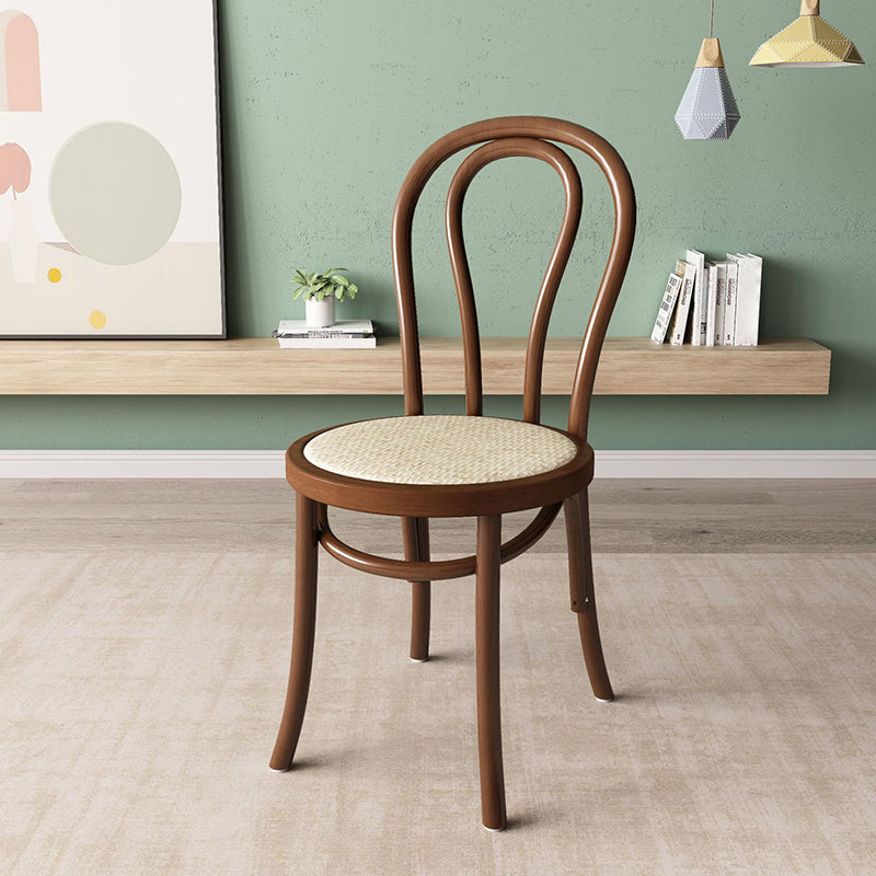 Wood Modern Style Side Chair Open Back Dining Chair for Dining Room Nut-Brown Wicker & Rattan 1 Piece Clearhalo 'Dining Chairs' 'Dining Tables & Seating' 'dining_chair' 'furn' 'furn_dining_chair' 'Furniture' 'Kitchen & Dining Furniture' 6955651