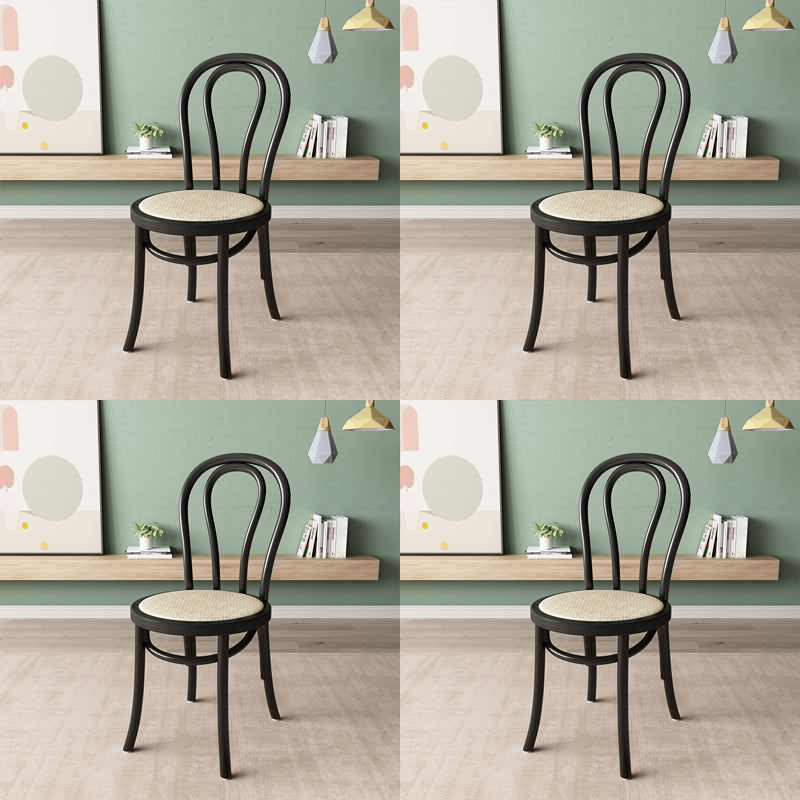 Wood Modern Style Side Chair Open Back Dining Chair for Dining Room Black Wicker & Rattan 4 Piece Set Clearhalo 'Dining Chairs' 'Dining Tables & Seating' 'dining_chair' 'furn' 'furn_dining_chair' 'Furniture' 'Kitchen & Dining Furniture' 6955675