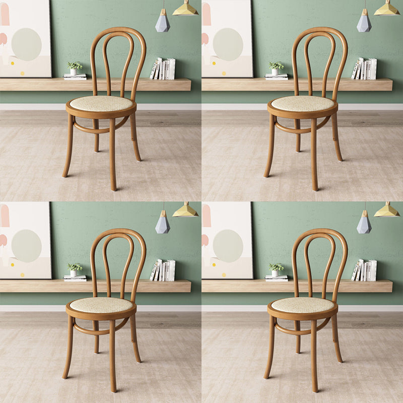Wood Modern Style Side Chair Open Back Dining Chair for Dining Room Yellow-Brown Wicker & Rattan 4 Piece Set Clearhalo 'Dining Chairs' 'Dining Tables & Seating' 'dining_chair' 'furn' 'furn_dining_chair' 'Furniture' 'Kitchen & Dining Furniture' 6955677