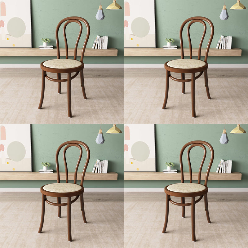 Wood Modern Style Side Chair Open Back Dining Chair for Dining Room Nut-Brown Wicker & Rattan 4 Piece Set Clearhalo 'Dining Chairs' 'Dining Tables & Seating' 'dining_chair' 'furn' 'furn_dining_chair' 'Furniture' 'Kitchen & Dining Furniture' 6955678