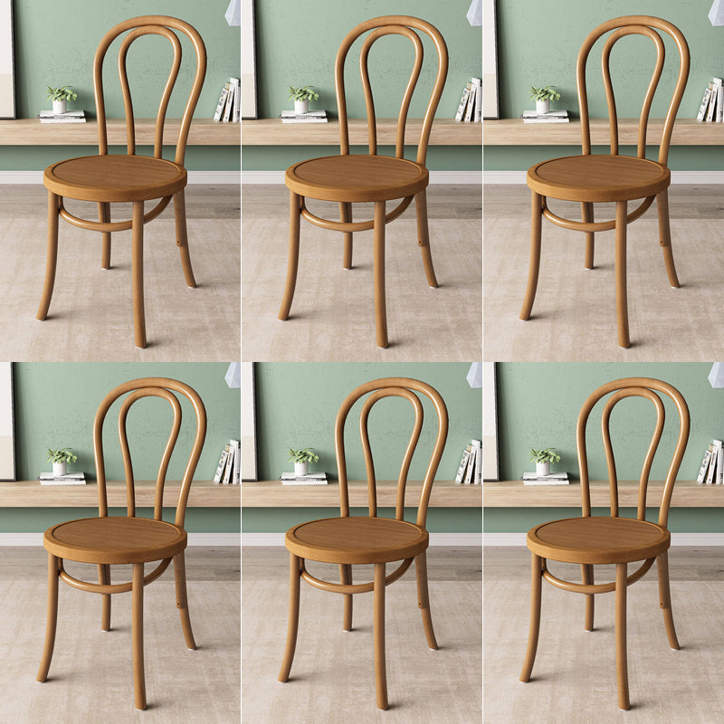 Wood Modern Style Side Chair Open Back Dining Chair for Dining Room Yellow-Brown Wood 6 Piece Set Clearhalo 'Dining Chairs' 'Dining Tables & Seating' 'dining_chair' 'furn' 'furn_dining_chair' 'Furniture' 'Kitchen & Dining Furniture' 6955682