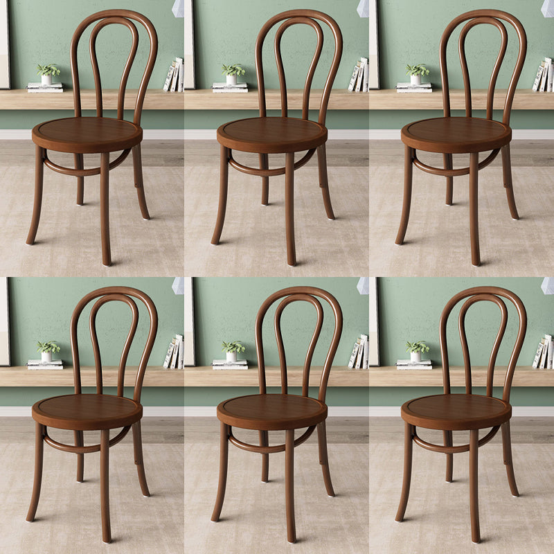Wood Modern Style Side Chair Open Back Dining Chair for Dining Room Nut-Brown Wood 6 Piece Set Clearhalo 'Dining Chairs' 'Dining Tables & Seating' 'dining_chair' 'furn' 'furn_dining_chair' 'Furniture' 'Kitchen & Dining Furniture' 6955683