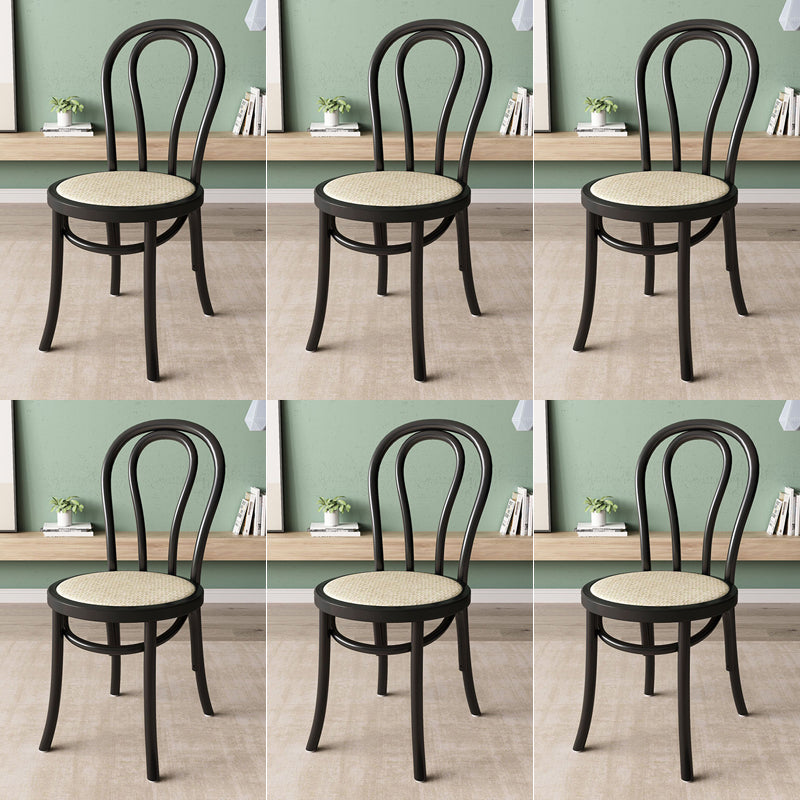 Wood Modern Style Side Chair Open Back Dining Chair for Dining Room Black Wicker & Rattan 6 Piece Set Clearhalo 'Dining Chairs' 'Dining Tables & Seating' 'dining_chair' 'furn' 'furn_dining_chair' 'Furniture' 'Kitchen & Dining Furniture' 6955685