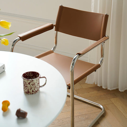 Chaise de bras industrielle chaise de salle à manger en cuir moderne pour la maison