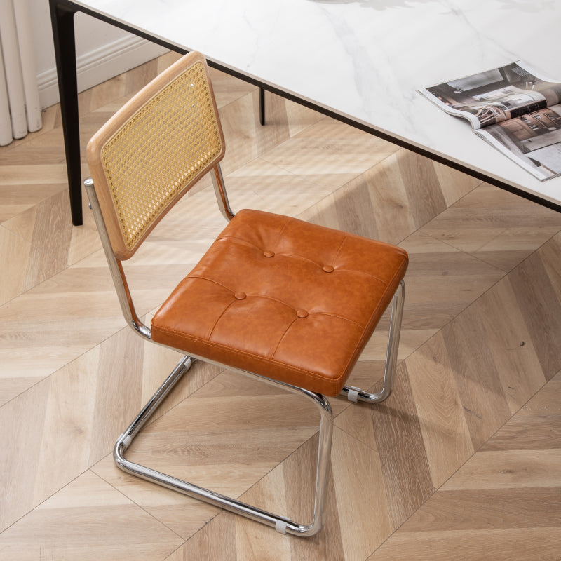 インダストリアルスタイルのサイドチェアレザーオープンバックインドアダイニングチェア