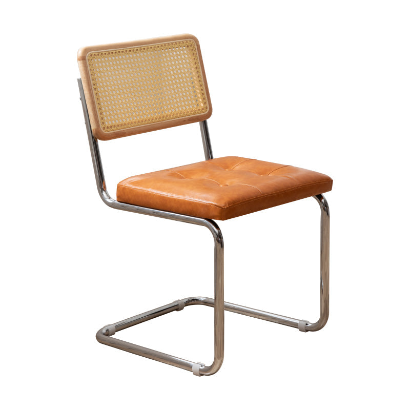 インダストリアルスタイルのサイドチェアレザーオープンバックインドアダイニングチェア