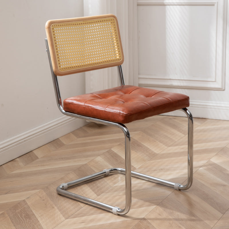 インダストリアルスタイルのサイドチェアレザーオープンバックインドアダイニングチェア