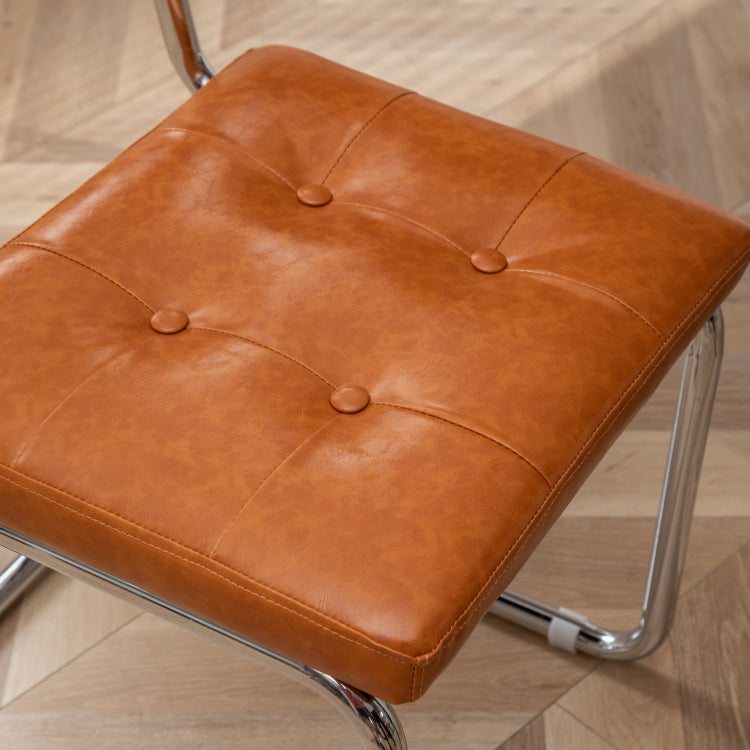 インダストリアルスタイルのサイドチェアレザーオープンバックインドアダイニングチェア