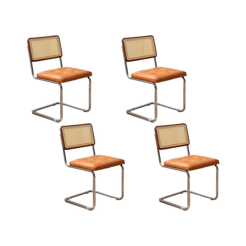 インダストリアルスタイルのサイドチェアレザーオープンバックインドアダイニングチェア