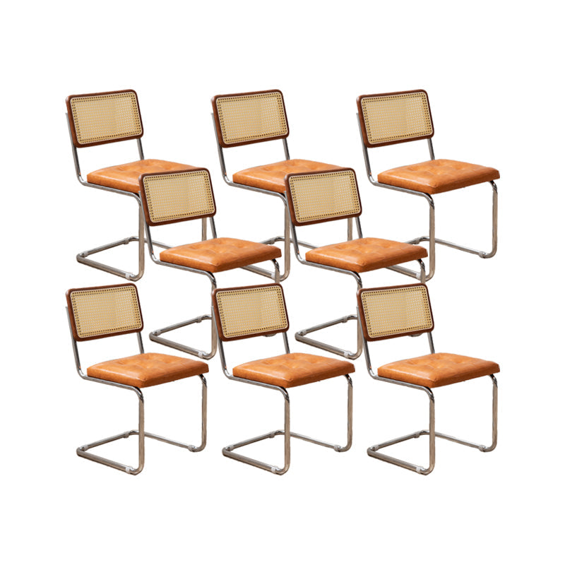 インダストリアルスタイルのサイドチェアレザーオープンバックインドアダイニングチェア