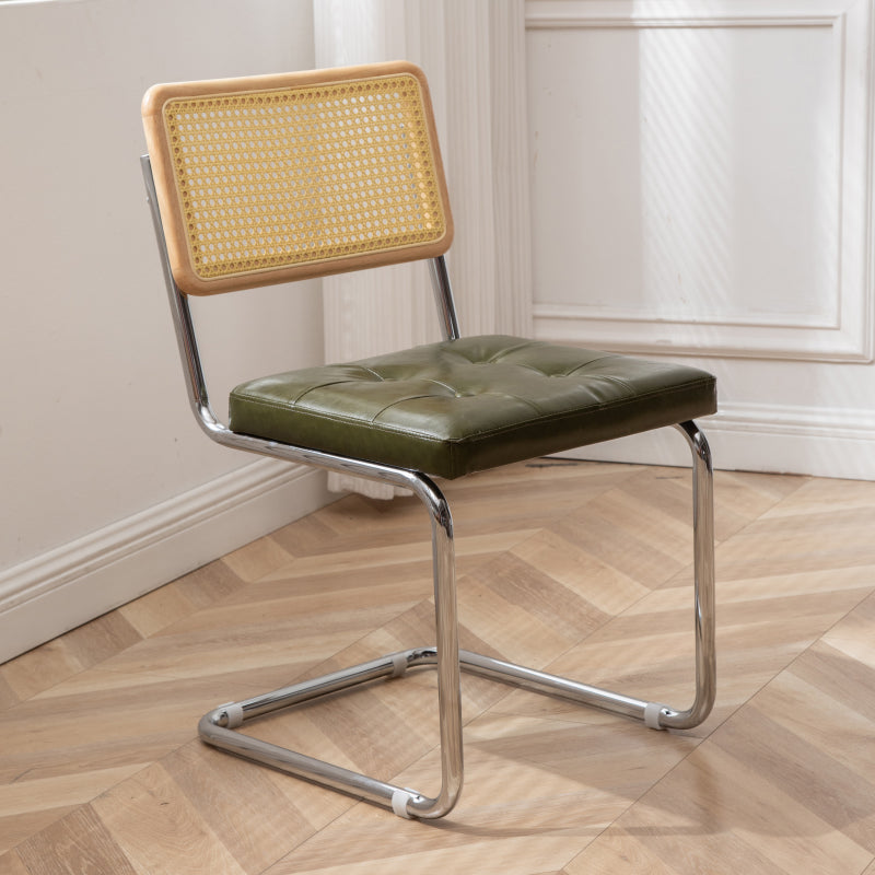 インダストリアルスタイルのサイドチェアレザーオープンバックインドアダイニングチェア