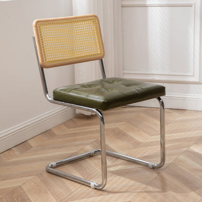 インダストリアルスタイルのサイドチェアレザーオープンバックインドアダイニングチェア