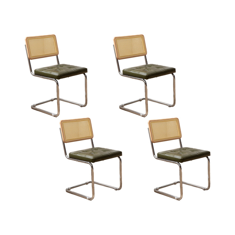 インダストリアルスタイルのサイドチェアレザーオープンバックインドアダイニングチェア