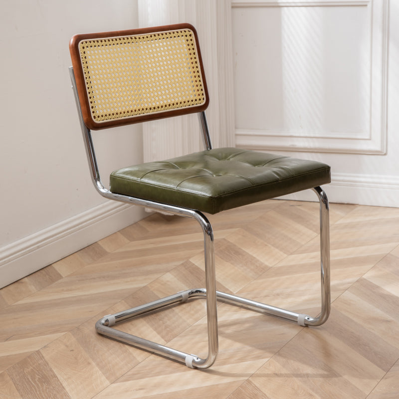 インダストリアルスタイルのサイドチェアレザーオープンバックインドアダイニングチェア