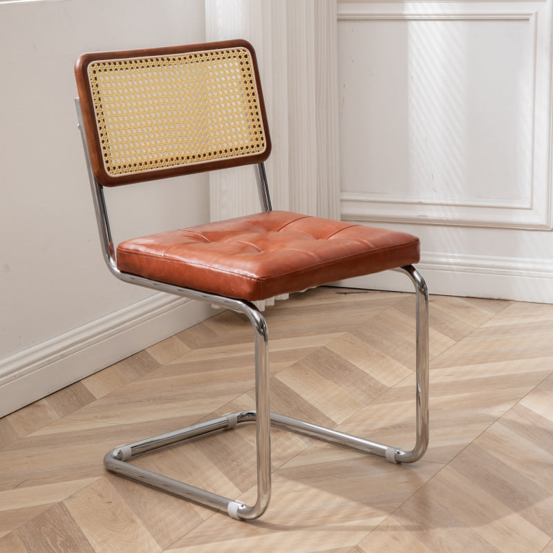 インダストリアルスタイルのサイドチェアレザーオープンバックインドアダイニングチェア