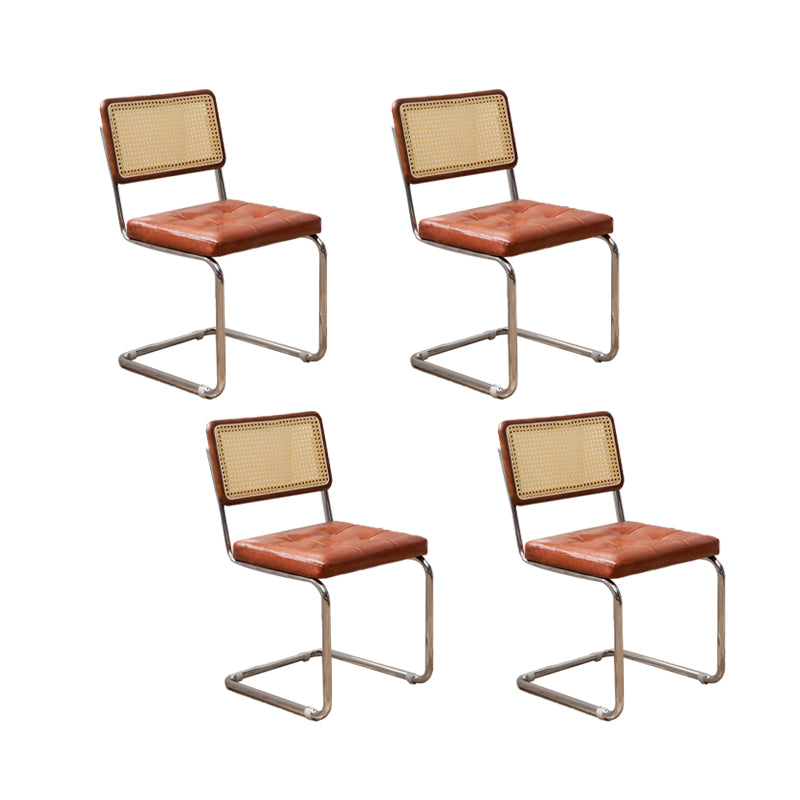 インダストリアルスタイルのサイドチェアレザーオープンバックインドアダイニングチェア