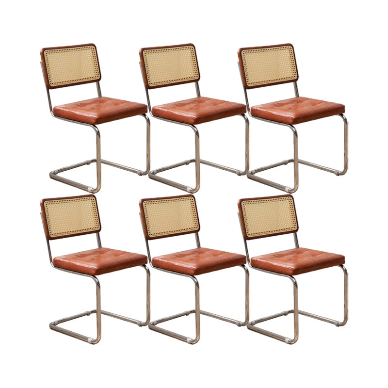 インダストリアルスタイルのサイドチェアレザーオープンバックインドアダイニングチェア