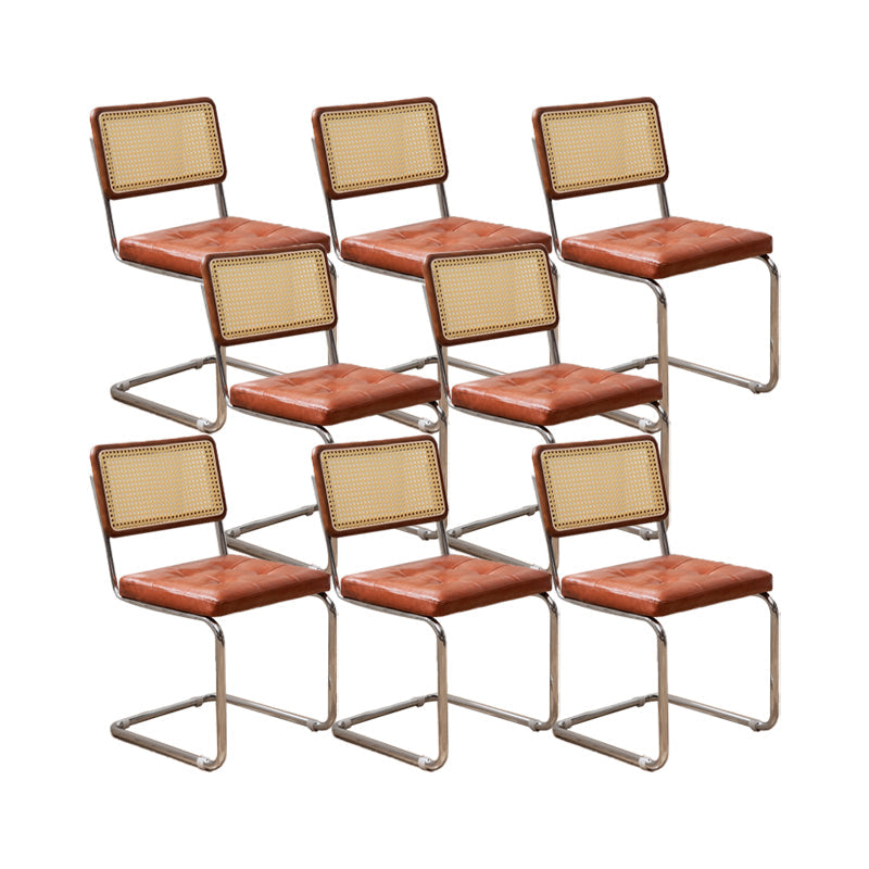 インダストリアルスタイルのサイドチェアレザーオープンバックインドアダイニングチェア