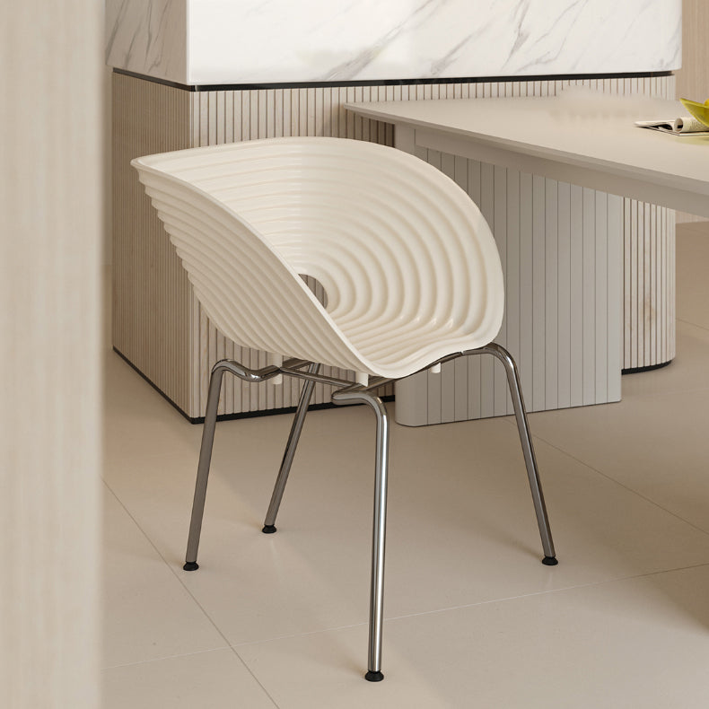 Silla de comedor interior con base metálica de plástico industrial para el hogar