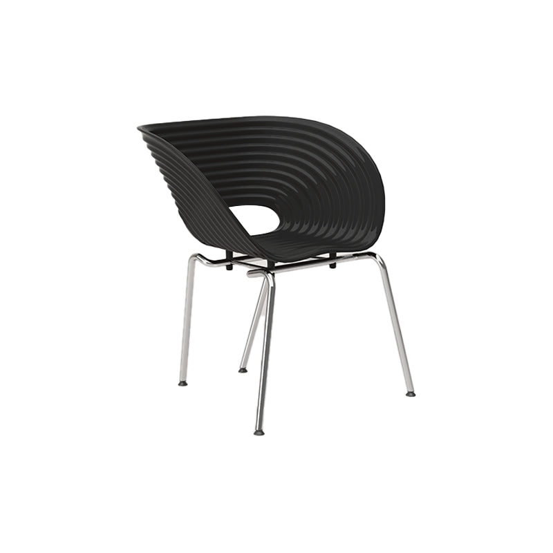 Silla de comedor interior con base metálica de plástico industrial para el hogar