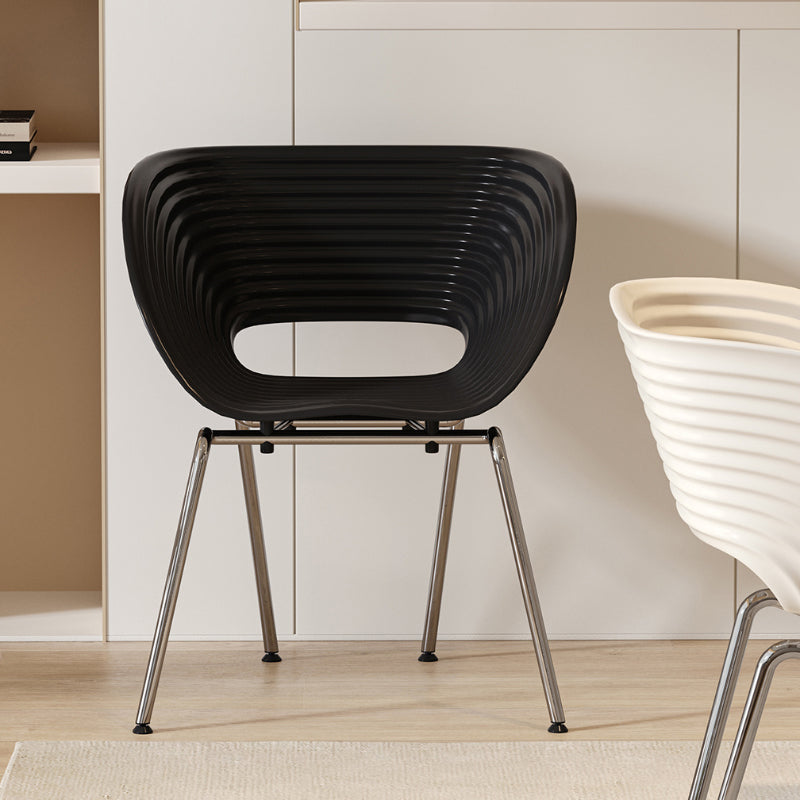 Silla de comedor interior con base metálica de plástico industrial para el hogar