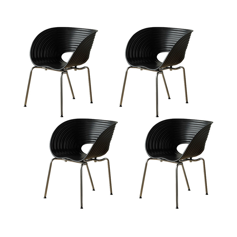 Silla de comedor interior con base metálica de plástico industrial para el hogar